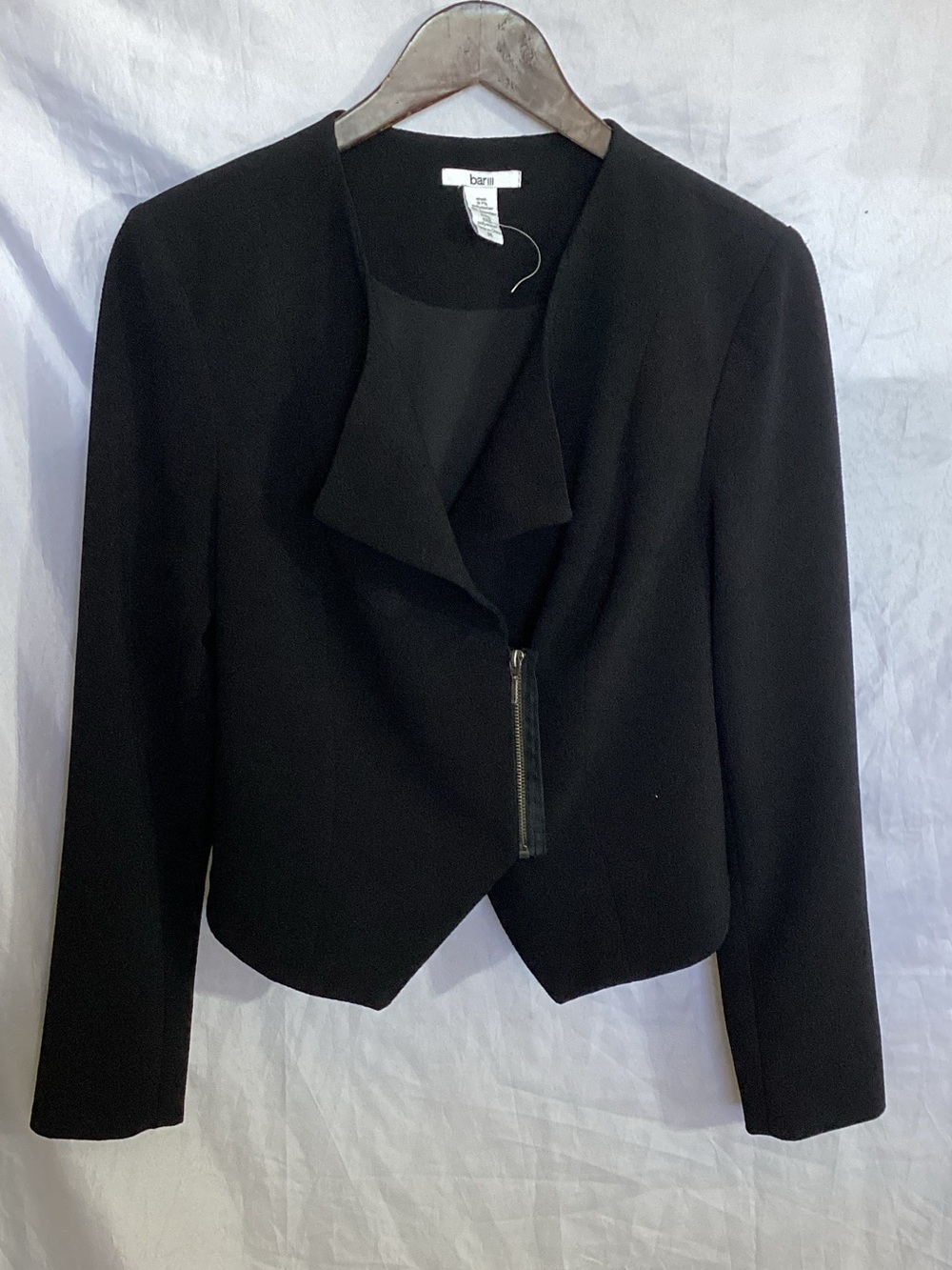Bar lll blazer Baru Black Asymmetrical Zip Ponte Jacket